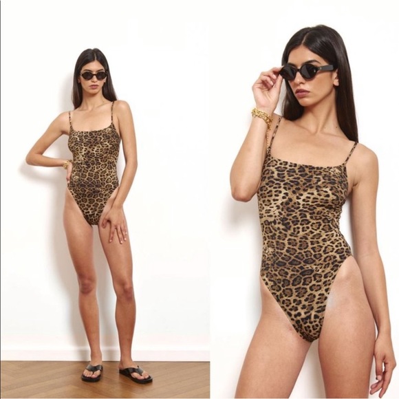 NEW De Rococo One Piece Leopard Cheeky High Thigh Swimwear Suit Size XS 2 - Picture 1 of 4